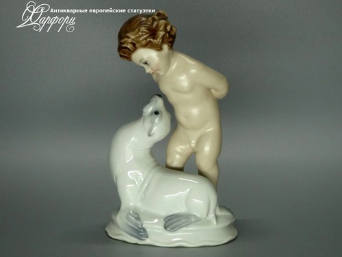 Купить фарфоровые статуэтки Rosenthal, Путти с морским котиком, Германия